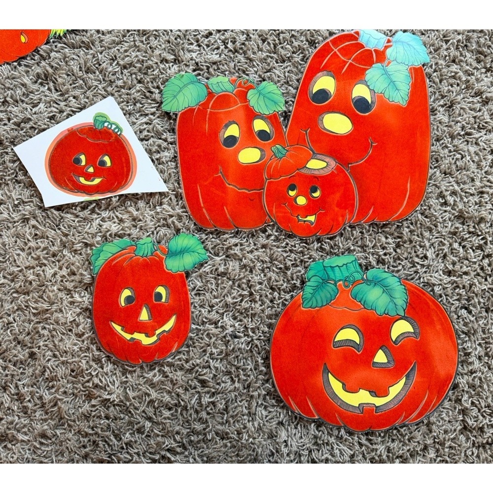 Vintage Halloween Fuzzy Die Cuts Wall Decor Lot of 12 - Picture 2 of 9